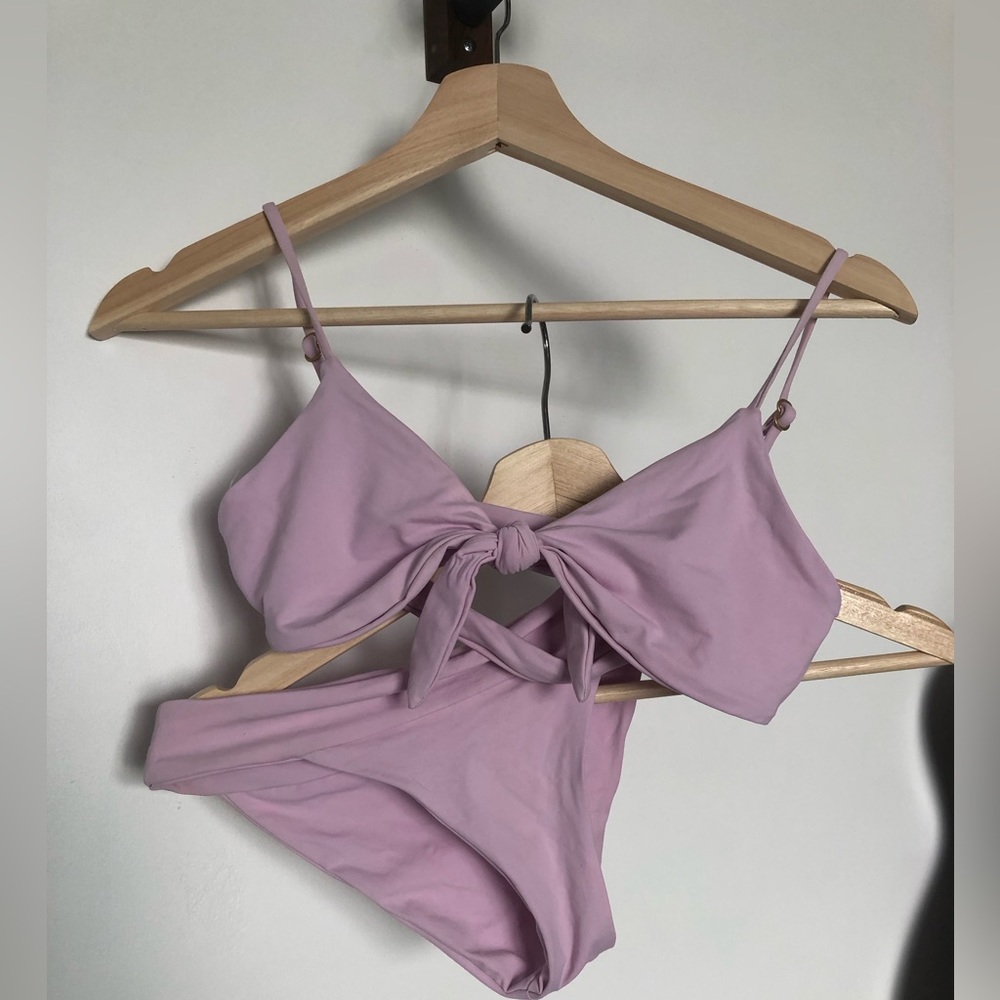 LSPACE Front-Tie Bikini, XS, Lavender
